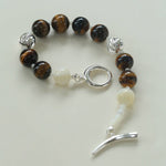 OT Tiger's Eye Silver Shell Beaded Bracelet gembea jewelry