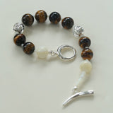 OT Tiger's Eye Silver Shell Beaded Bracelet gembea jewelry