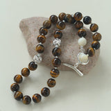 OT Tiger's Eye Silver Shell Beaded Necklace gembea jewelry