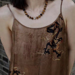 OT Tiger's Eye Silver Shell Beaded Necklace gembea jewelry