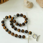 OT Tiger's Eye Silver Shell Beaded Necklace gembea jewelry