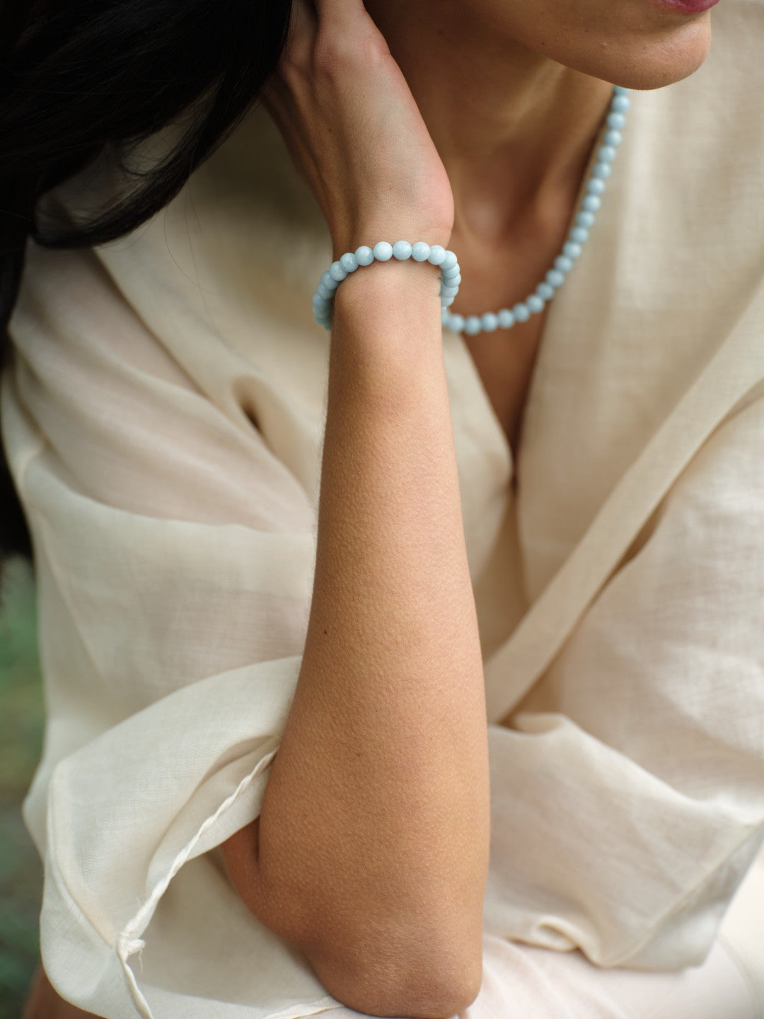 Ocean Breeze Aquamarine Beaded Bracelet gembea jewelry