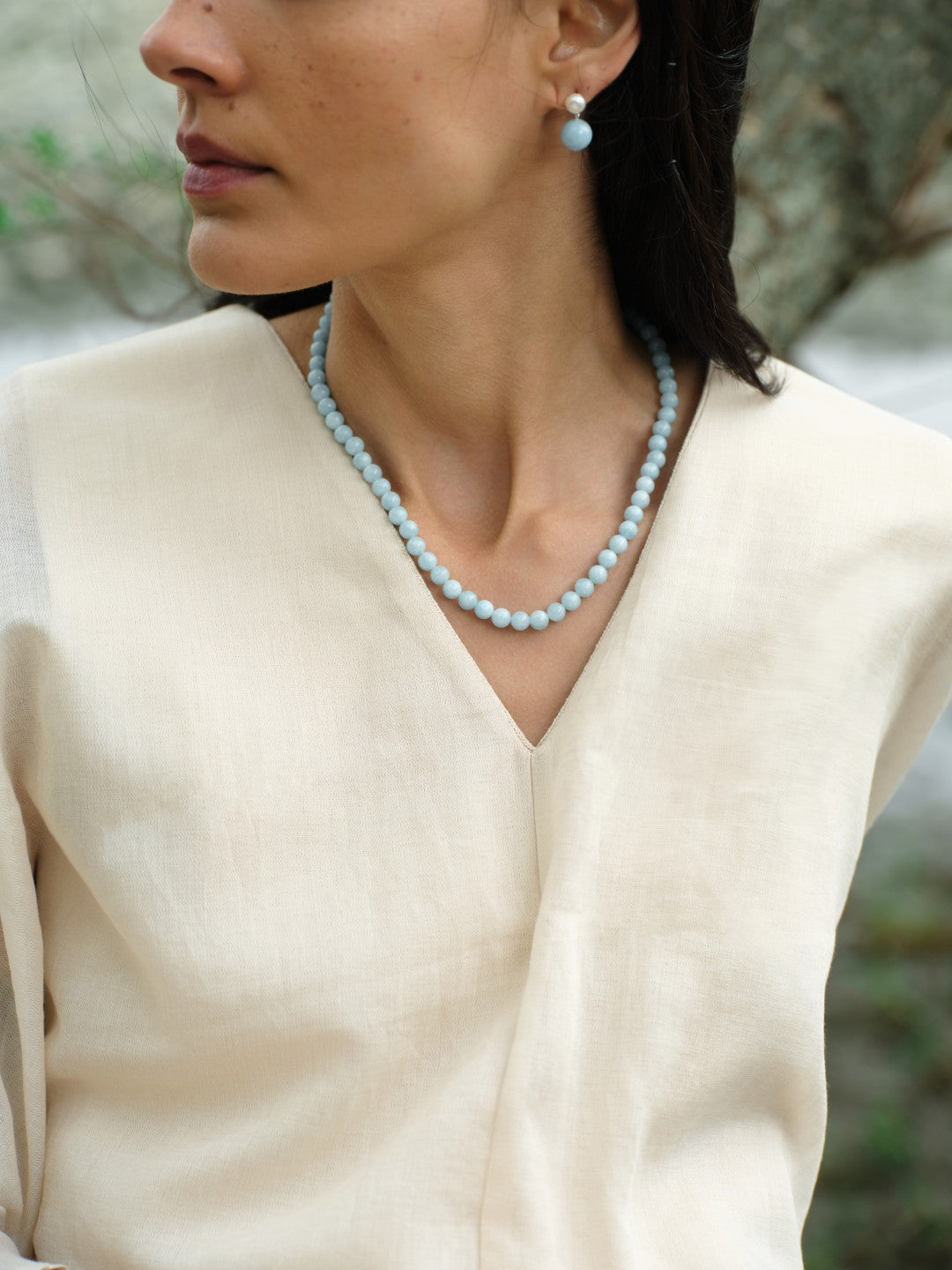 Ocean Breeze Aquamarine Beaded Necklace gembea jewelry