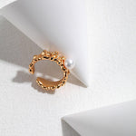Ocean Wave Element Freshwater Pearl Rings - Gembea Jewelry