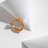 Ocean Wave Element Freshwater Pearl Rings - Gembea Jewelry