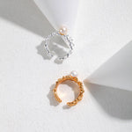 Ocean Wave Element Freshwater Pearl Rings - Gembea Jewelry