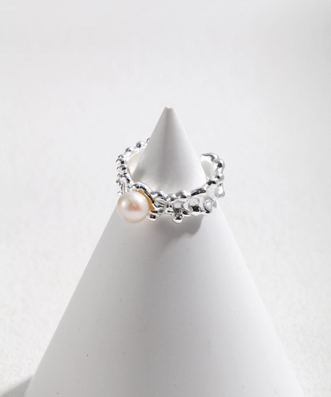 Ocean Wave Element Freshwater Pearl Rings - Gembea Jewelry
