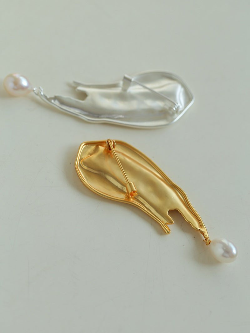 Oil Painting Teardrop Pearl Brooch gembea jewelry