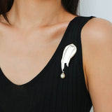 Oil Painting Teardrop Pearl Brooch gembea jewelry