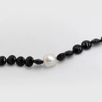 Oval-shaped Black Agate Bead Pearl Necklace GEMBEA JEWELRY