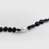 Oval-shaped Black Agate Bead Pearl Necklace GEMBEA JEWELRY