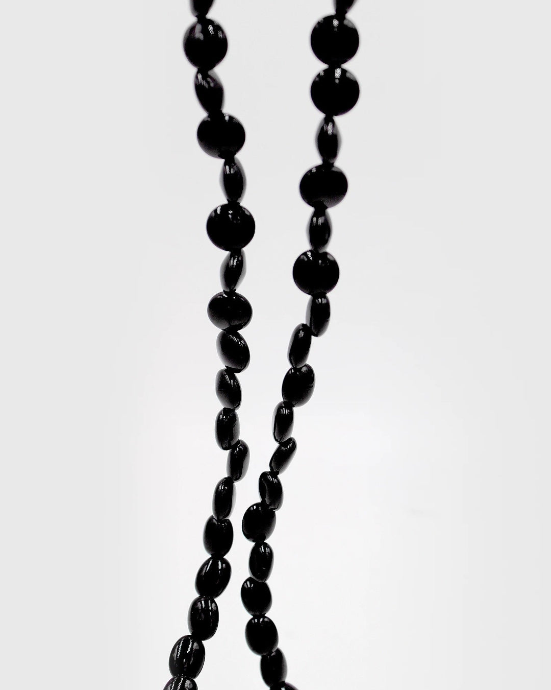Oval-shaped Black Agate Bead Pearl Necklace GEMBEA JEWELRY
