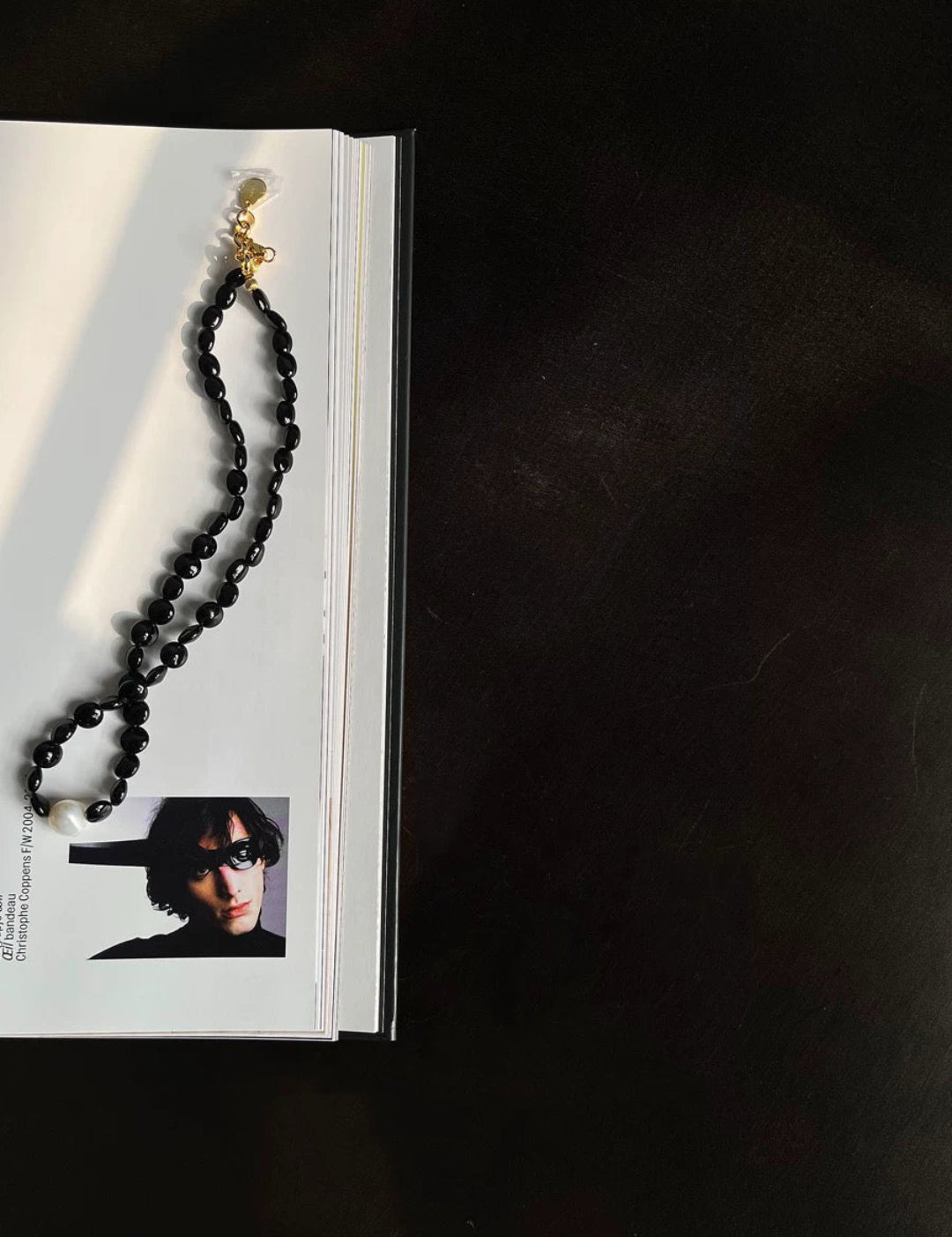 Oval-shaped Black Agate Bead Pearl Necklace GEMBEA JEWELRY