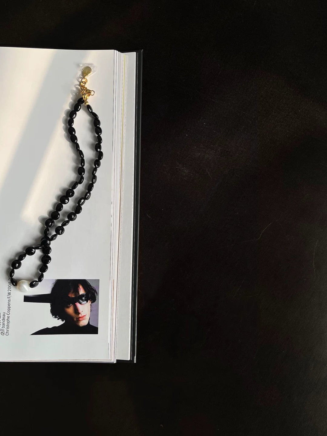 Oval-shaped Black Agate Bead Pearl Necklace GEMBEA JEWELRY