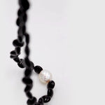 Oval-shaped Black Agate Bead Pearl Necklace GEMBEA JEWELRY