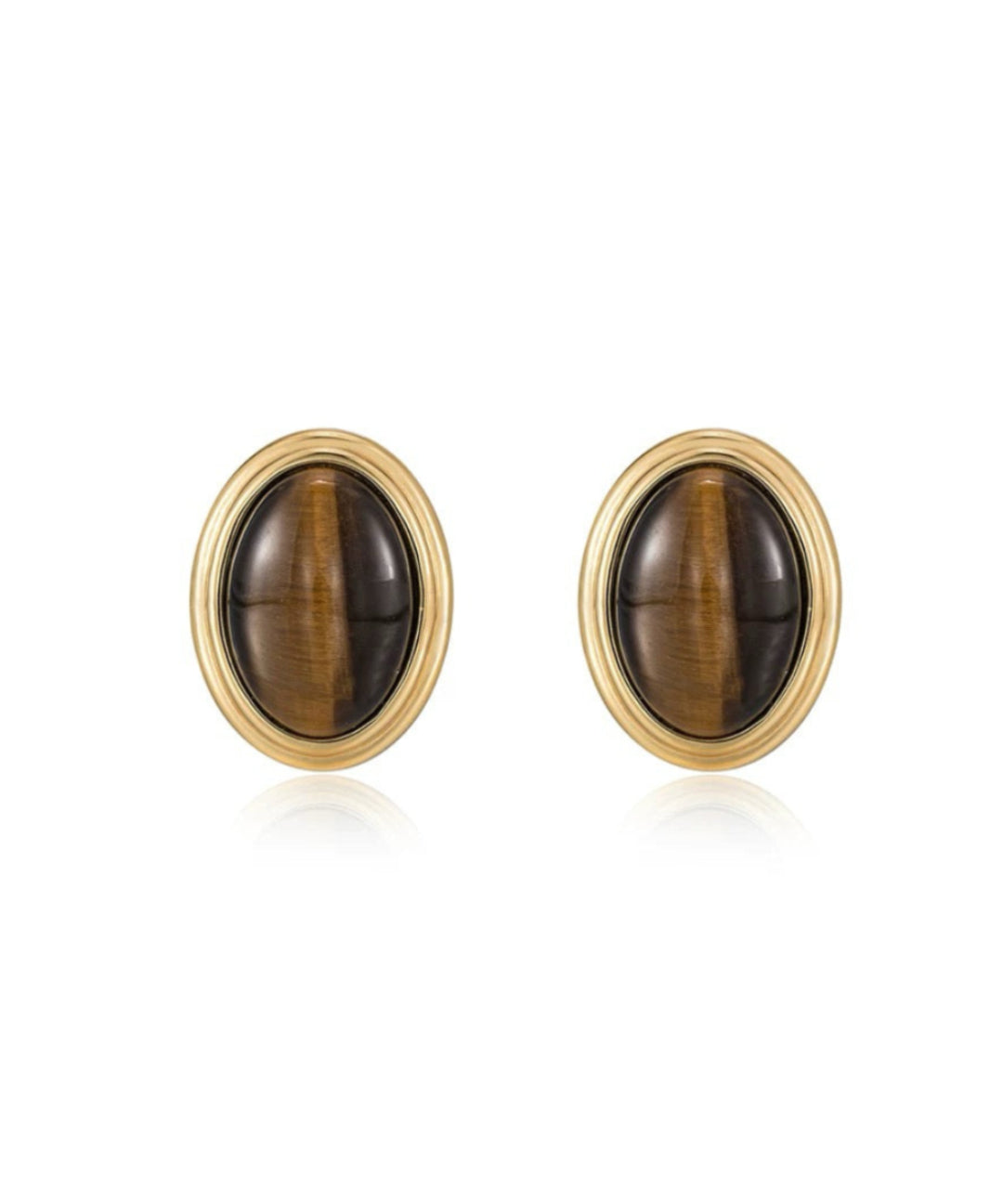 Oval Tiger Eye Stone Black Agate Earrings gembea jewelry