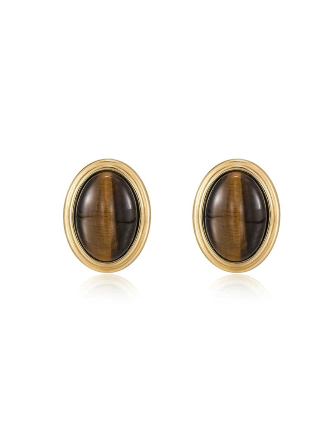 Oval Tiger Eye Stone Black Agate Earrings gembea jewelry