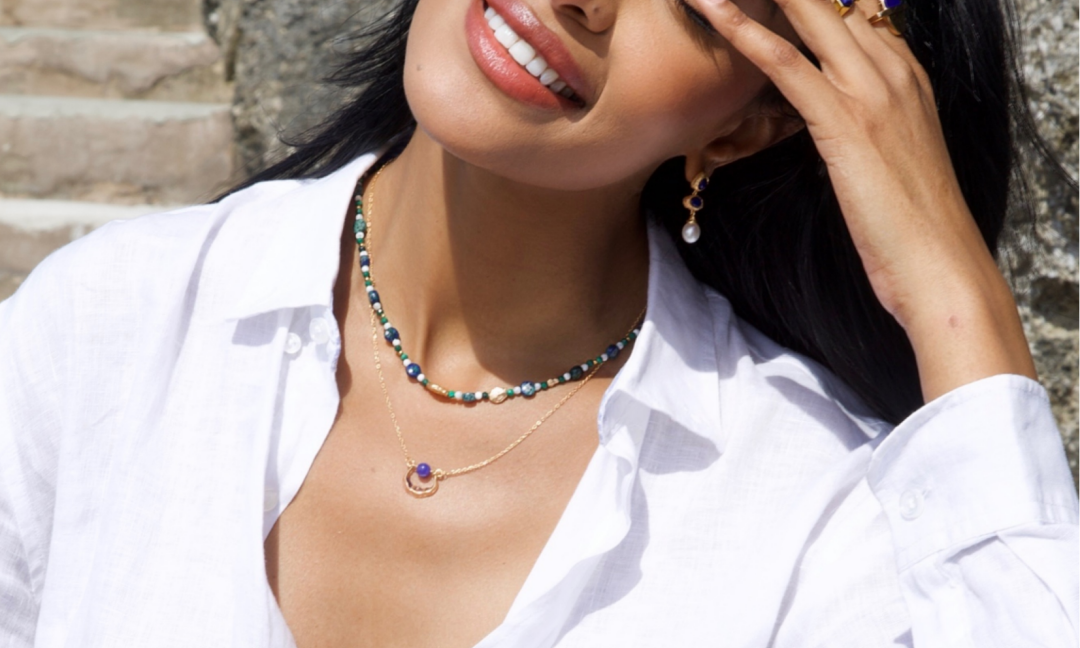Lapis lazuli ring necklace-Gembea Jewelry