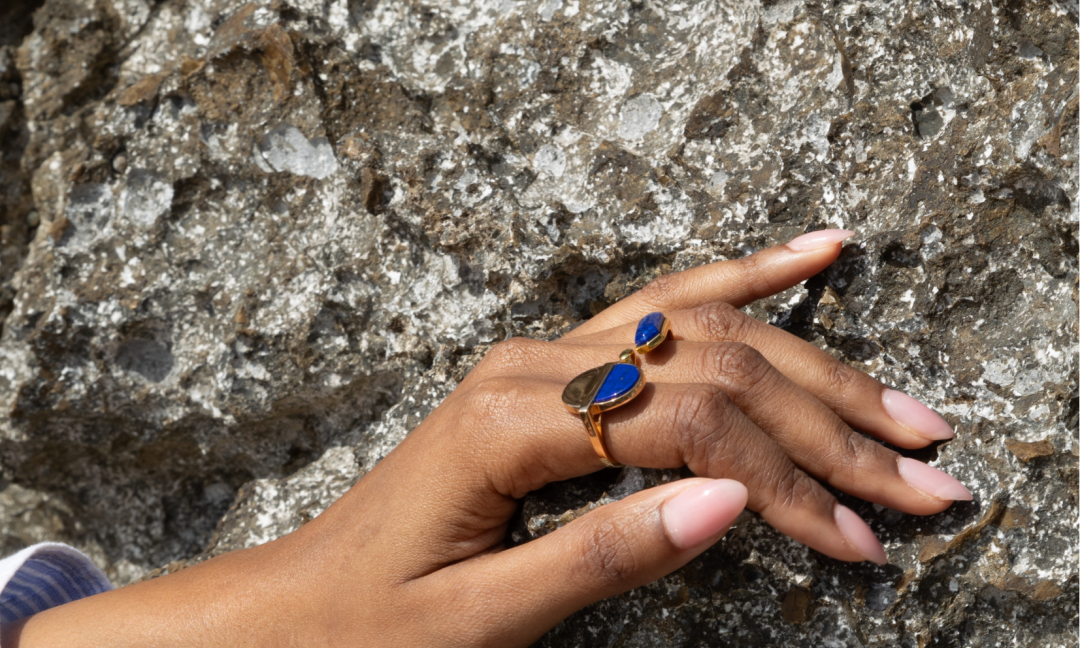 Lapis lazuli ring necklace-Gembea Jewelry