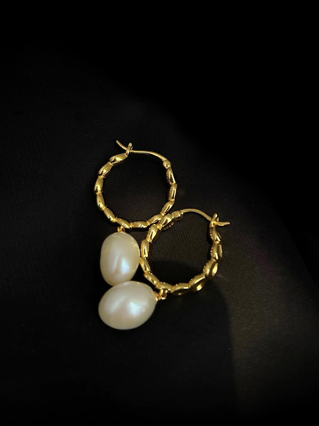 Pea-shaped Hoop Freshwater Pearl Earrings GEMBEA JEWELRY