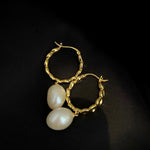 Pea-shaped Hoop Freshwater Pearl Earrings GEMBEA JEWELRY