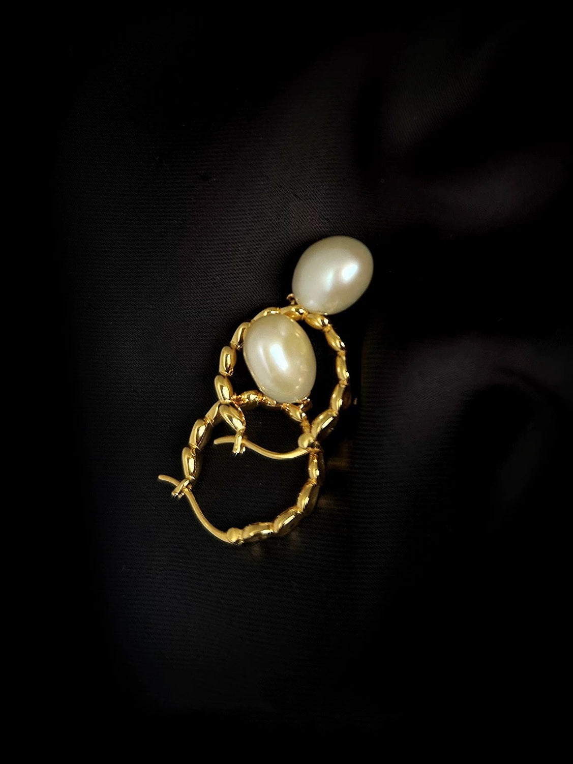 Pea-shaped Hoop Freshwater Pearl Earrings GEMBEA JEWELRY