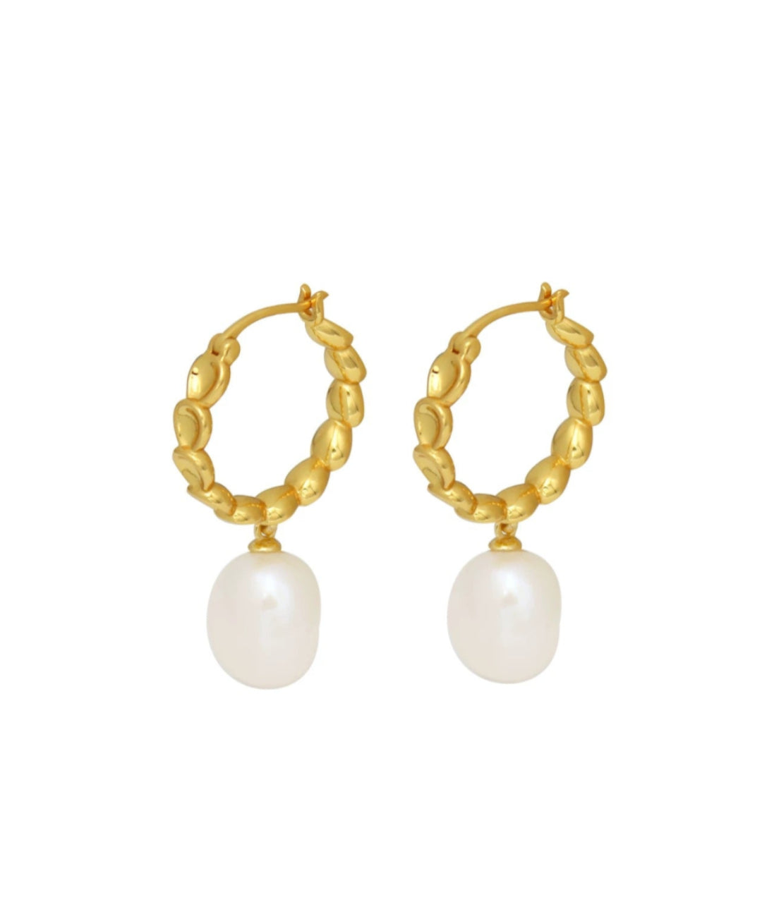 Pea-shaped Hoop Freshwater Pearl Earrings GEMBEA JEWELRY