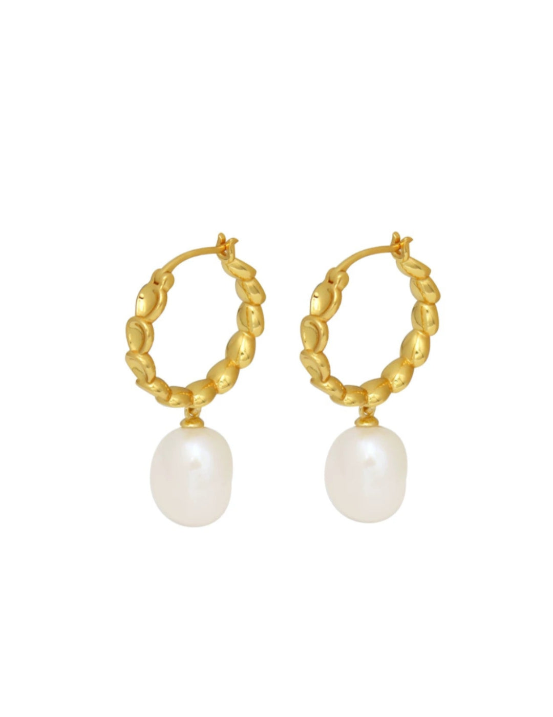 Pea-shaped Hoop Freshwater Pearl Earrings GEMBEA JEWELRY