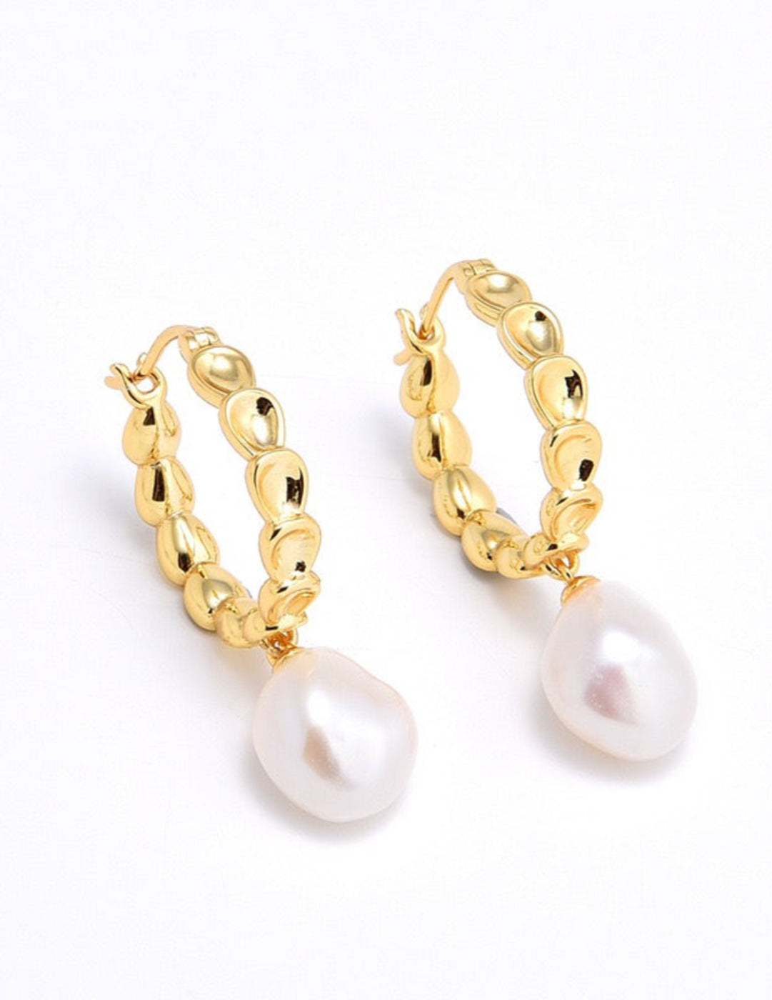 Pea-shaped Hoop Freshwater Pearl Earrings GEMBEA JEWELRY