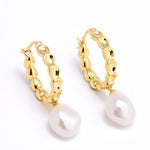 Pea-shaped Hoop Freshwater Pearl Earrings GEMBEA JEWELRY