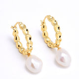 Pea-shaped Hoop Freshwater Pearl Earrings GEMBEA JEWELRY