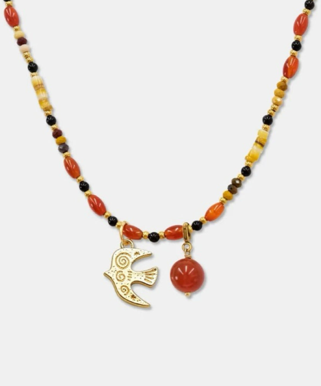 Peace Dove Pendant Agate Beaded Necklace gembea jewelry