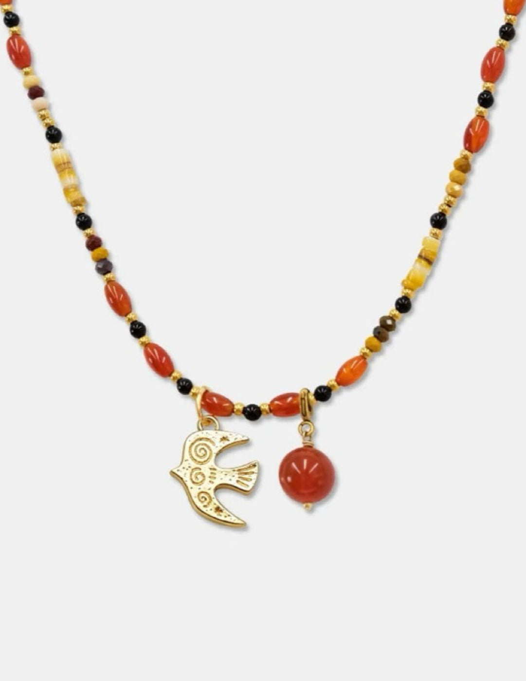 Peace Dove Pendant Agate Beaded Necklace gembea jewelry