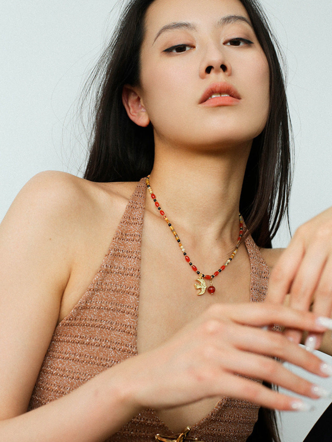 Peace Dove Pendant Agate Beaded Necklace-Gembea Jewelry