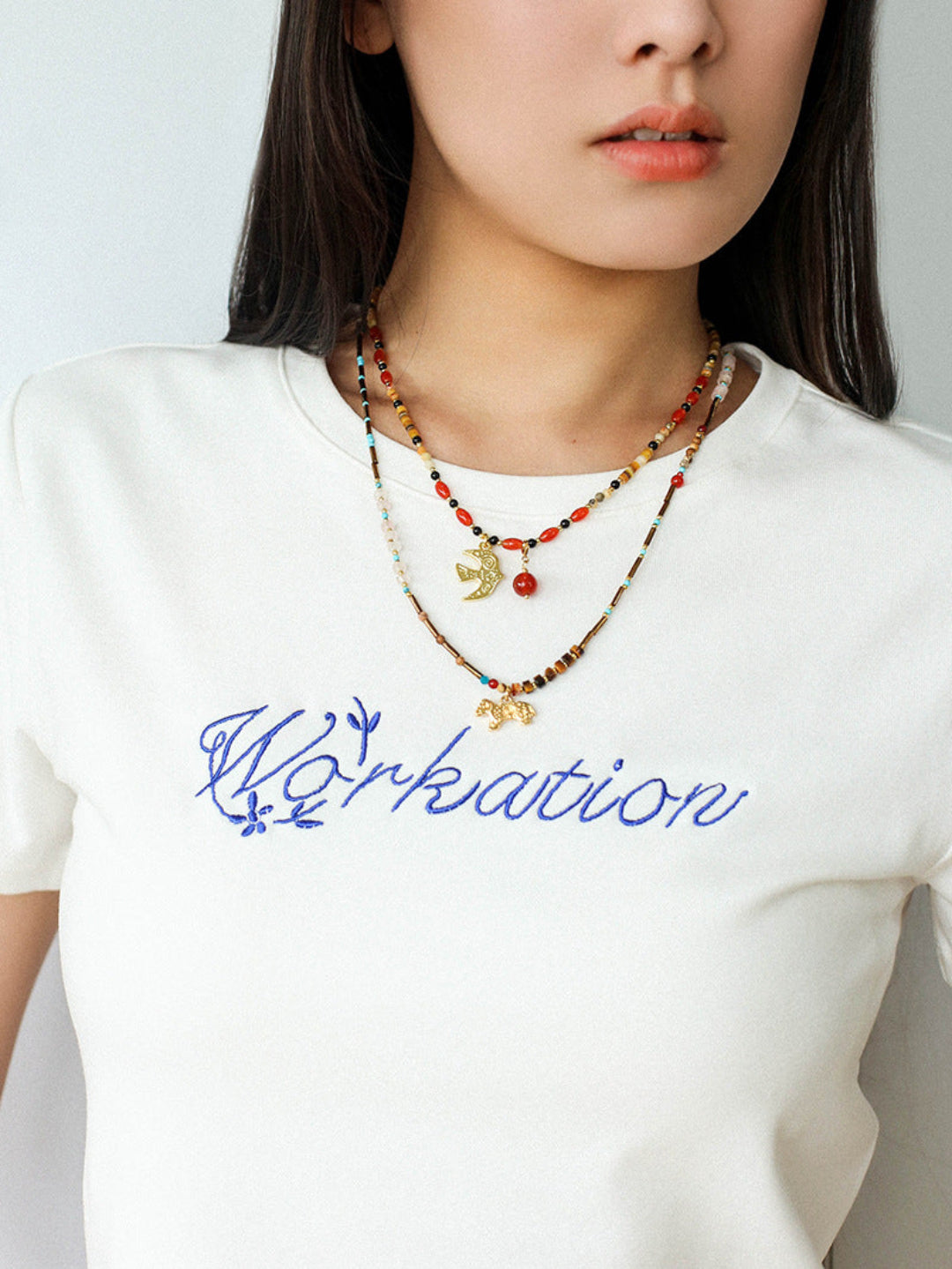 Peace Dove Pendant Agate Beaded Necklace-Gembea Jewelry