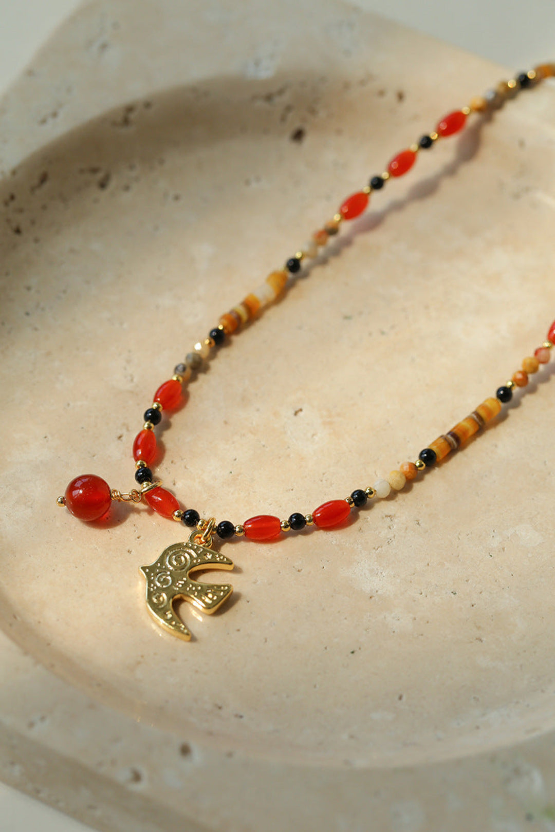 Peace Dove Pendant Agate Beaded Necklace-Gembea Jewelry