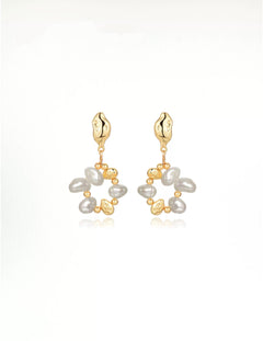 Pearl Circle Drop Earrings gembea jewelry