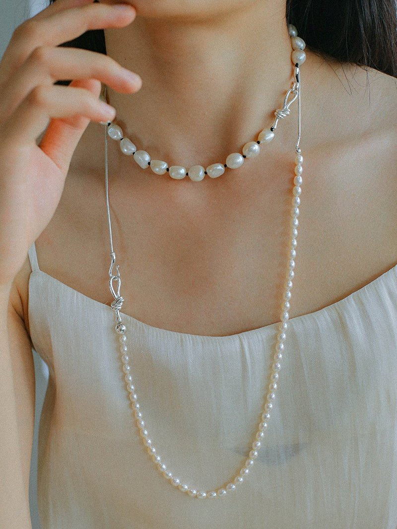 Pearl Splicing Chain Multilayer Long Necklace gembea jewelry