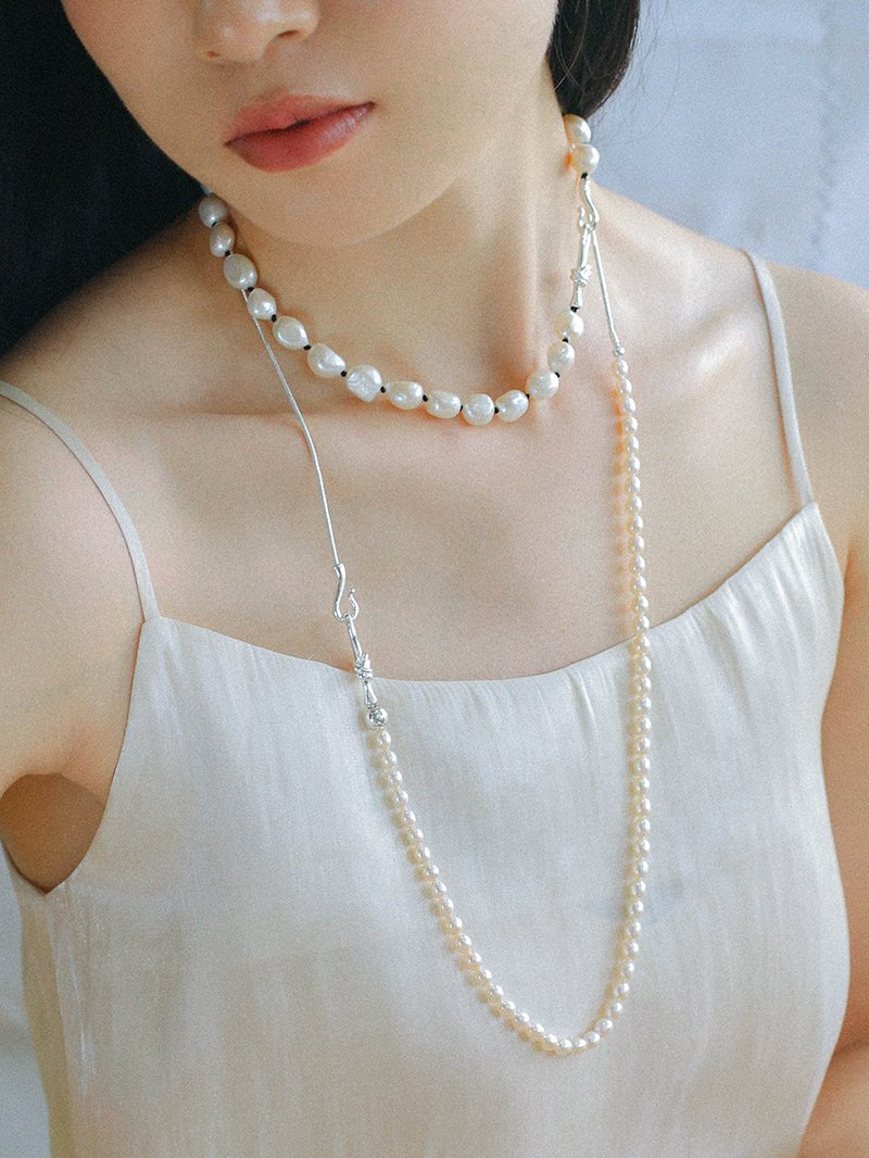 Pearl Splicing Chain Multilayer Long Necklace gembea jewelry