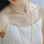 Pearl Splicing Chain Multilayer Long Necklace gembea jewelry