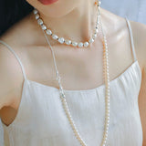 Pearl Splicing Chain Multilayer Long Necklace gembea jewelry