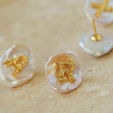 Petal Baroque Pearl 26-Letter Earrings - Gembea Jewelry