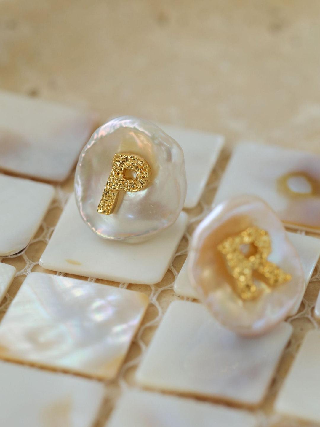 Petal Baroque Pearl 26-Letter Earrings - Gembea Jewelry