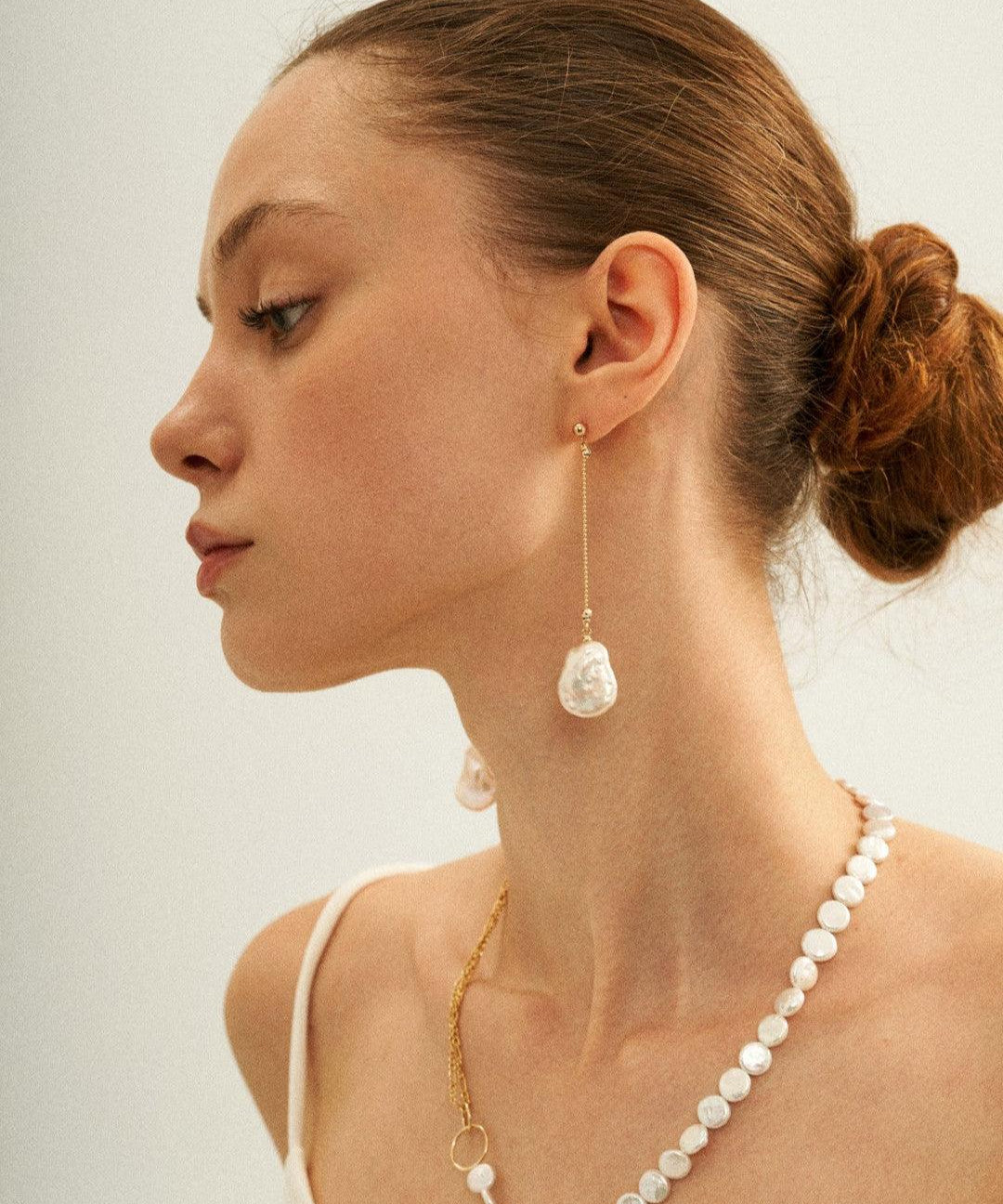 Petal Baroque Long Chain Earrings - Gembea Jewelry