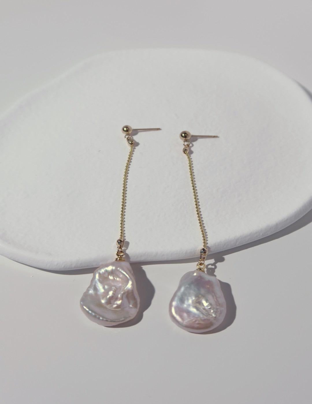 Petal Baroque Long Chain Earrings - Gembea Jewelry