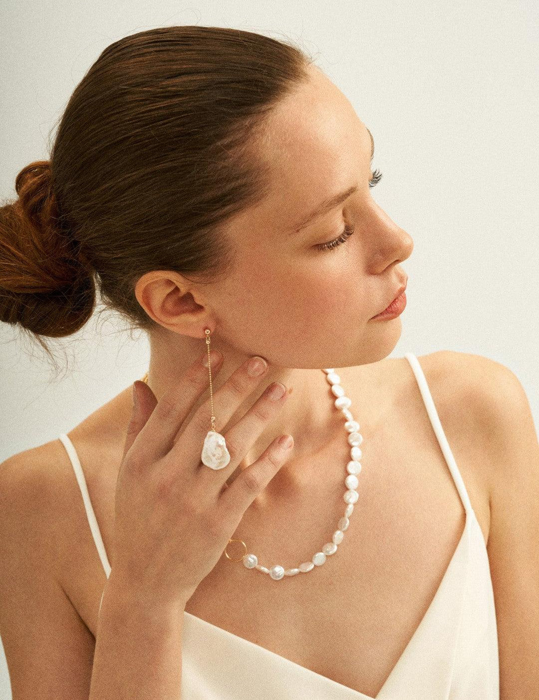 Petal Baroque Long Chain Earrings - Gembea Jewelry