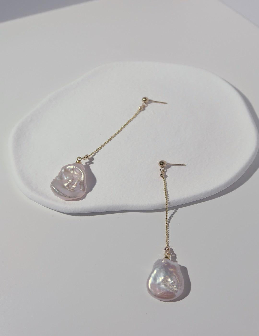 Petal Baroque Long Chain Earrings - Gembea Jewelry