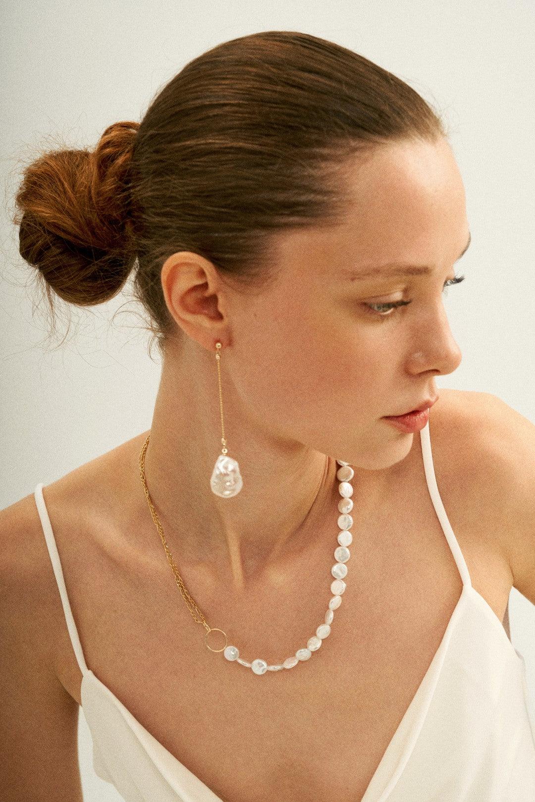 Petal Baroque Long Chain Earrings - Gembea Jewelry