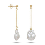 Petal Baroque Pearl Long Chain Drop Earrings gembea jewelry