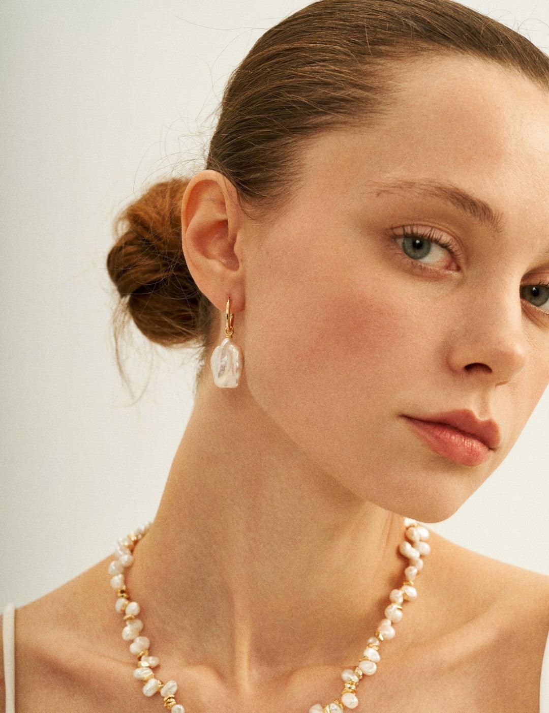 Petal Baroque Pendant Hoop Earrings - Gembea Jewelry